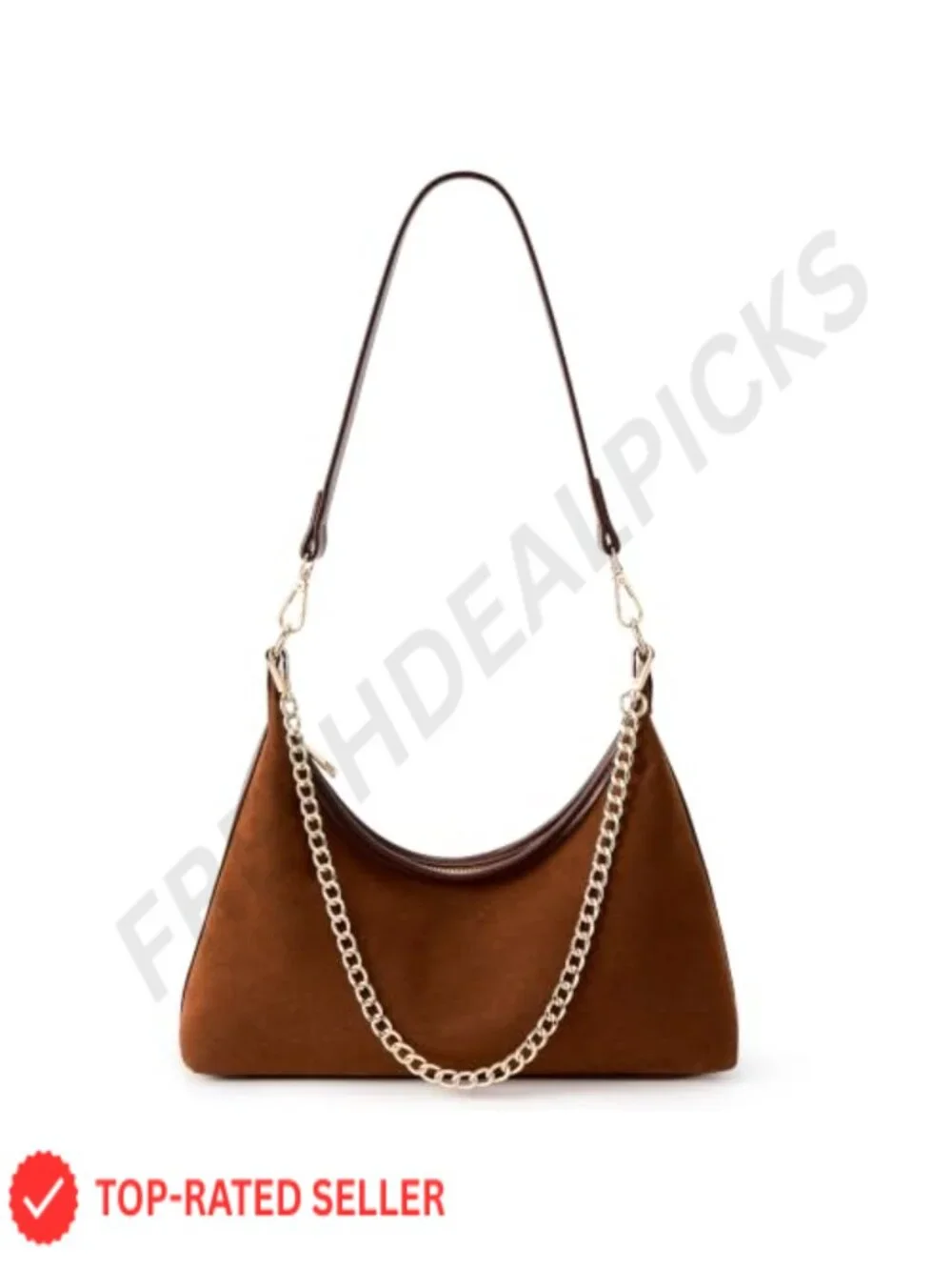 Faux Suede Hobo Purse Shoulder Bag with 3 Detachable Straps